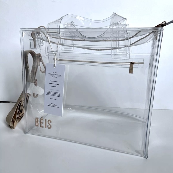 NWT BEIS The Stadium Tote I Crossbody I Top Handle Clear Sold Out - Picture 5 of 11